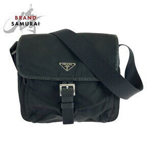 Prada Tessuto triangular logo plate black nylon Shoulder Bag